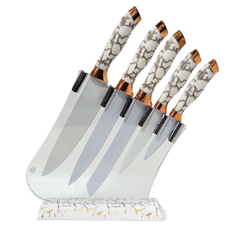 JUEGO DE CUCHILLOS DE COCINA, SET DE CUCHILLOS DE 6 PIEZAS, AFILADAS DE ACERO INOXIDABLE DE ALTA CALIDAD EREASTHQS