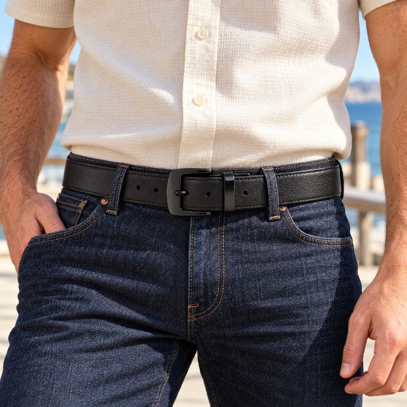 FAJA ORIGINAL GUESS REVERSIBLE PARA CABALLERO COLOR NEGRO Y CAFÉ  TALLA L 38-40