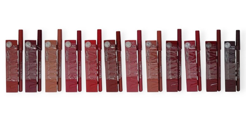 SET DE LIPSTICK Y DELINEADOR DE LABIOS IMPERMEABLE NO GRASO MATE KOKO LAKE (DUPE DE MAYBELLINE)