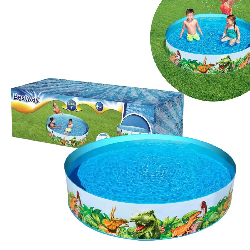 PISCINA RIGIDA DE PAREDES FLEXIBLES CON ESTAMPADO DE DINOSAURIO BESTWAY 1.83MX38CM