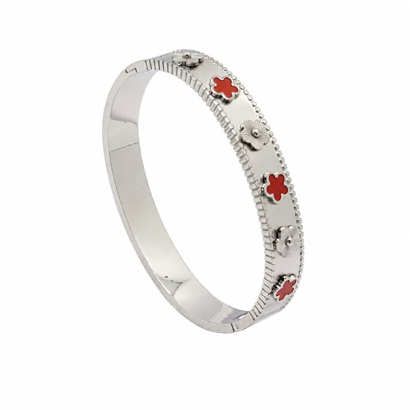 PULSERA DE ENCHAPE PARA DAMA CON DISEÑO DE FLOR 6.5CM