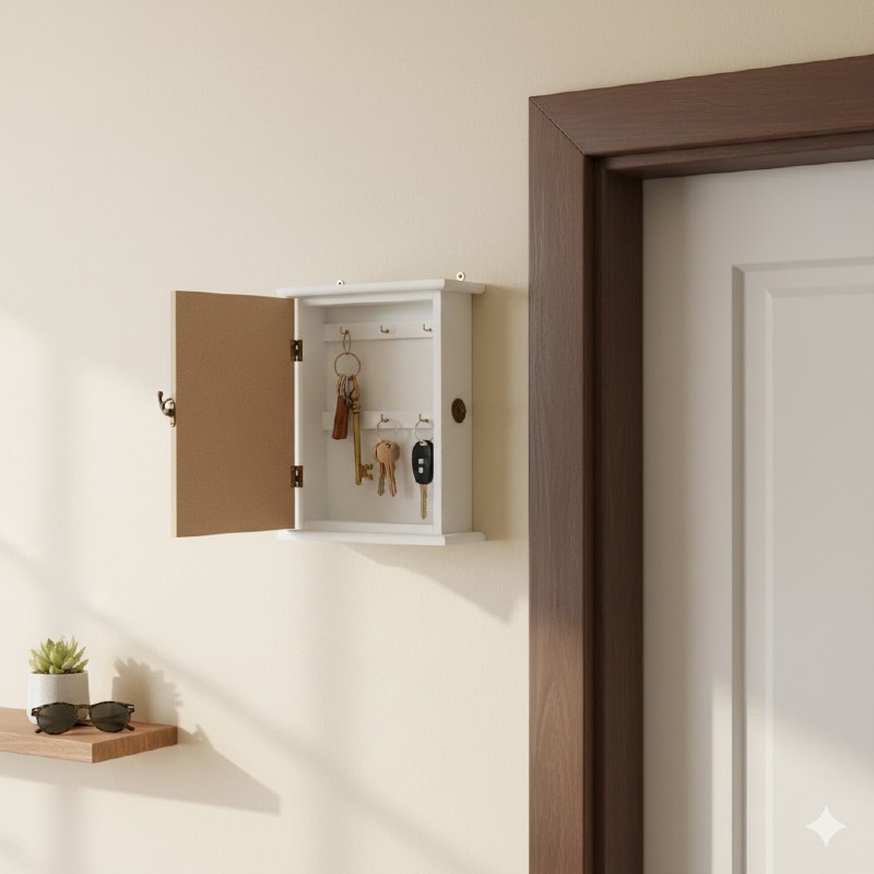 PORTA LLAVES, LLAVERO DECORATIVO PARA LLAVES ESTILO RUSTICO MADENA NATURAL 6 GANCHOS 20X28CM