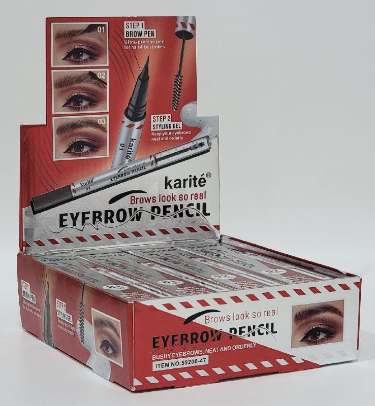 LAPIZ DE CEJAS 2 EN 1, LAPIZ PARA CEJAS ULTRAPRECISO, GEL PEINADOR MANTIIENE CEJAS LIMPIAS Y ORDENADAS KARITE 25+0.5ML