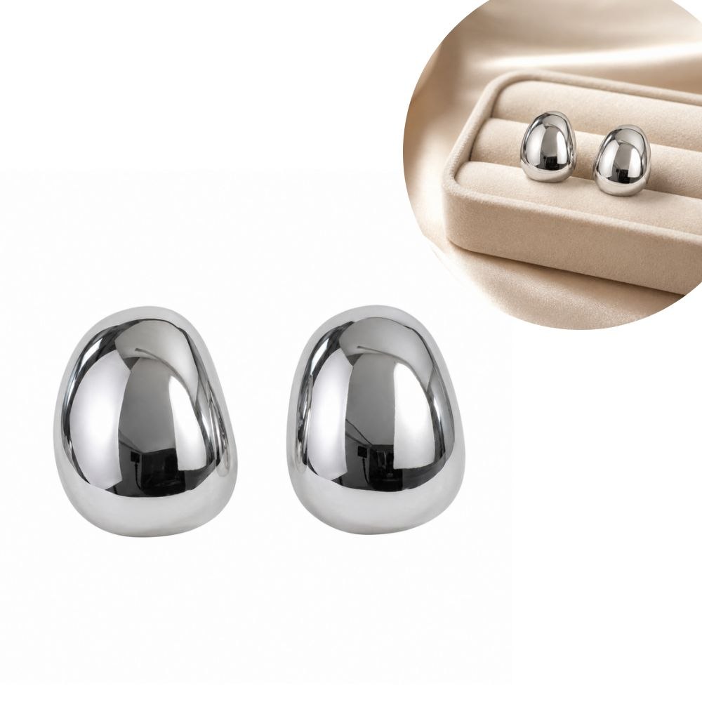 ARITOS DE ENCHAPE EN RODIO PARA DAMA DE SILUETA OVALADA