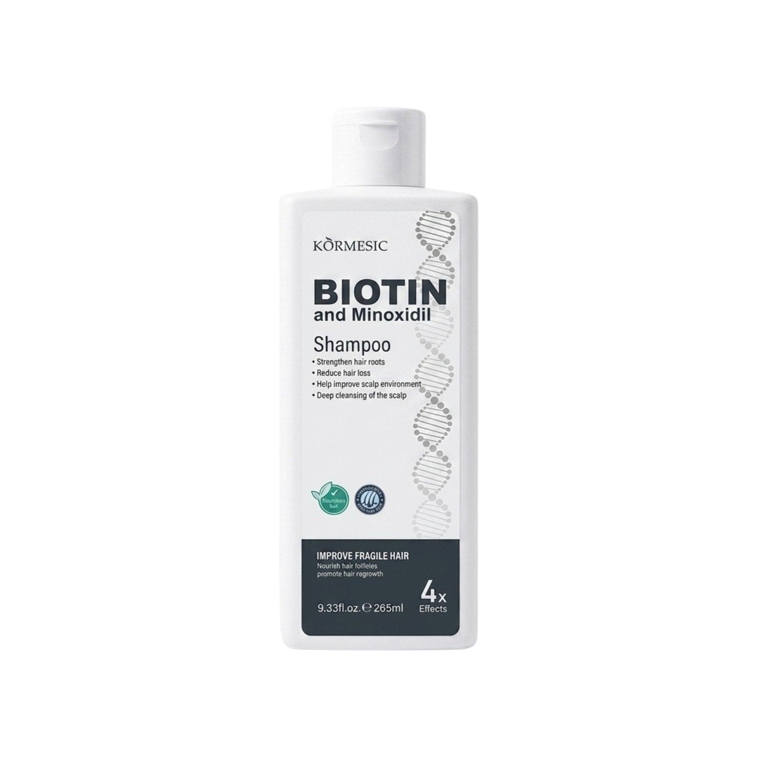 SHAMPOO DE BIOTINA Y MINOXIDIL FORTALECEDOR Y ESTIMULANTE KORMESIC 265ML