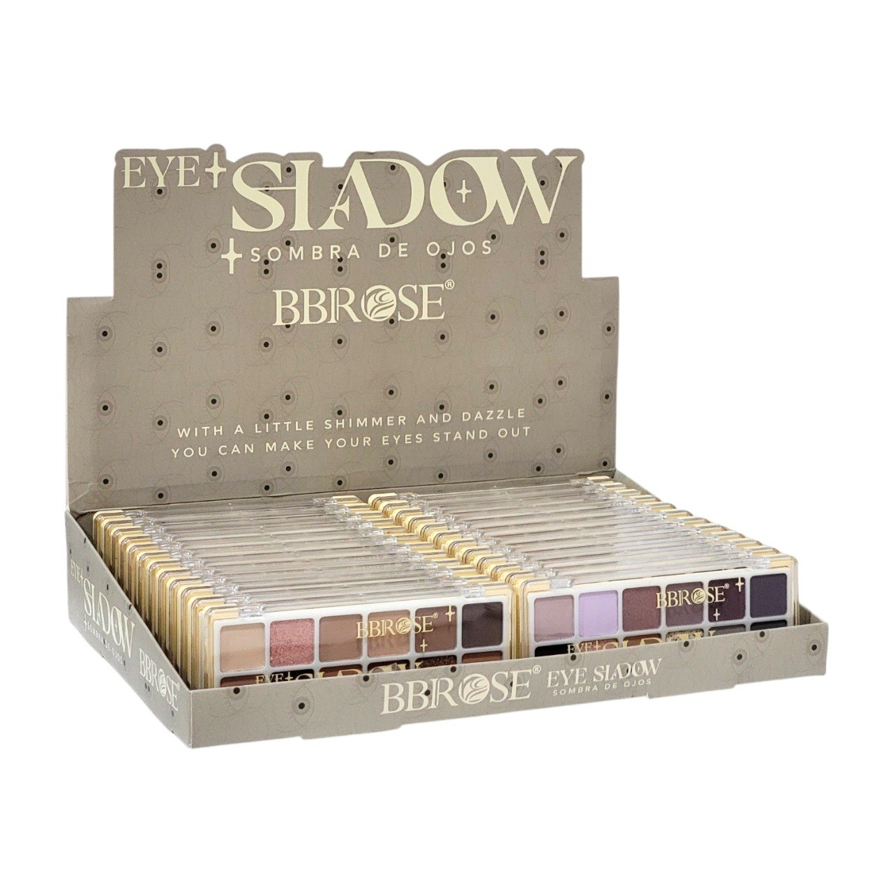 PALETA DE SOMBRAS DE OJOS NEUTRALES Y BRILLANTES 12 TONOS BBROSE 14G