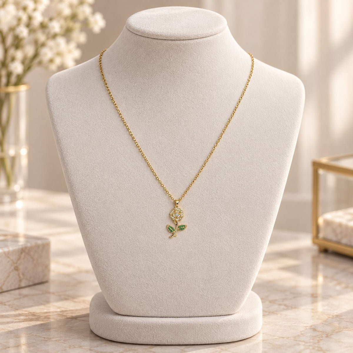 GARGANTILLA DE ENCHAPE PARA DAMA CON DISEÑO DE ROSA 2.3CM