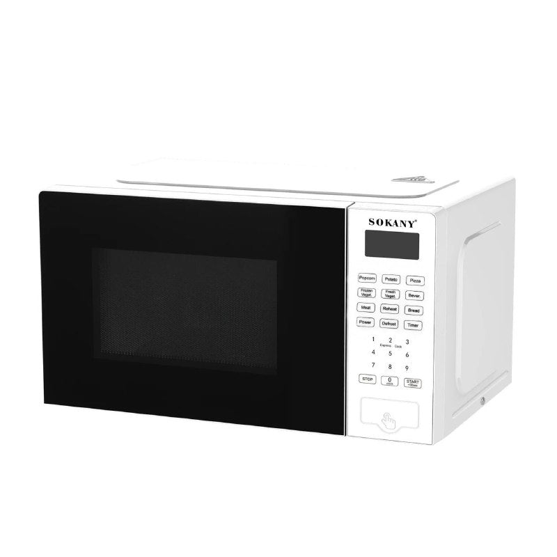 MAQUINA MICROONDAS SK-10018 BOTONES PRE PROGRAMADOS, 1100W, 10 NIVELES DE POTENCIA, RELOJ, PANTALLA LED SOKANY