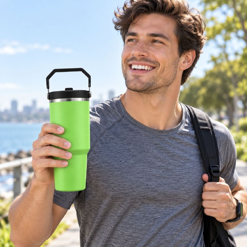 VASO TERMICO CON ASA Y TAPA 30OZ