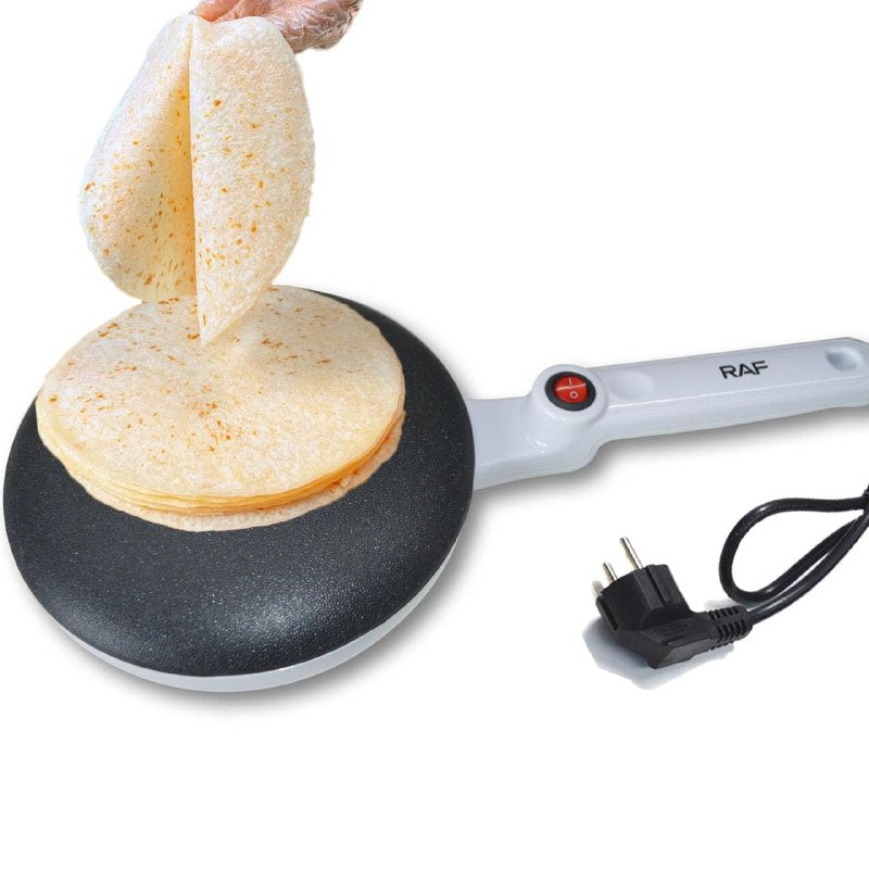 MAQUINA CREPERA ELECTRICA, SARTEN PARA HACER PANQUEQUES Y CREPAS, CONTROL INTELIGENTE, CONTROL AUTOMATICO DE TEMPERATURA, RECUBRIMIENTO ANTIADHERENTE RAF 20CM