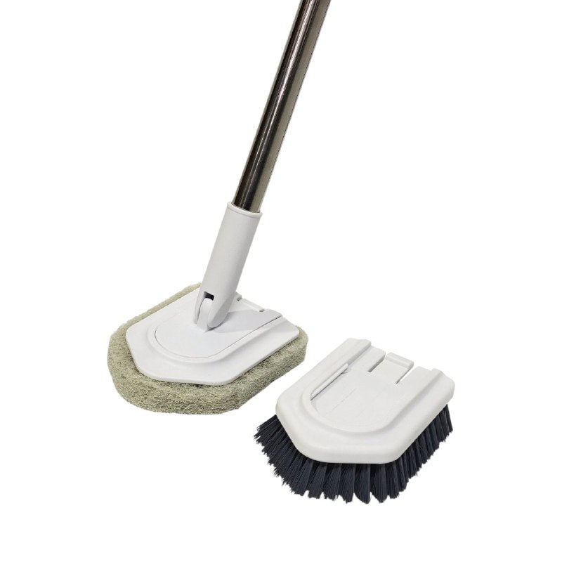 CEPILLO LIMPIADOR PARA PISOS Y BAÑOS DE ACERO INOXIDABLE CON CABEZAL INTERCAMBIABLE CLEAN 91CM