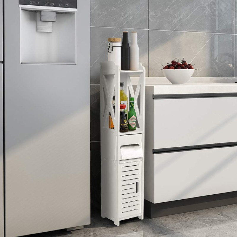 ESTANTE ORGANIZADOR MULTIUSO MODERNO Y COMPACTO COLOR BLANCO 80X15X15CM