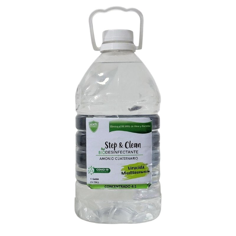 LIMPIADOR DESINFECTANTE AMONIO CUARTERNARIO VIRUCIDA MULTIUSOS STEP & CLEAN 1 GALON