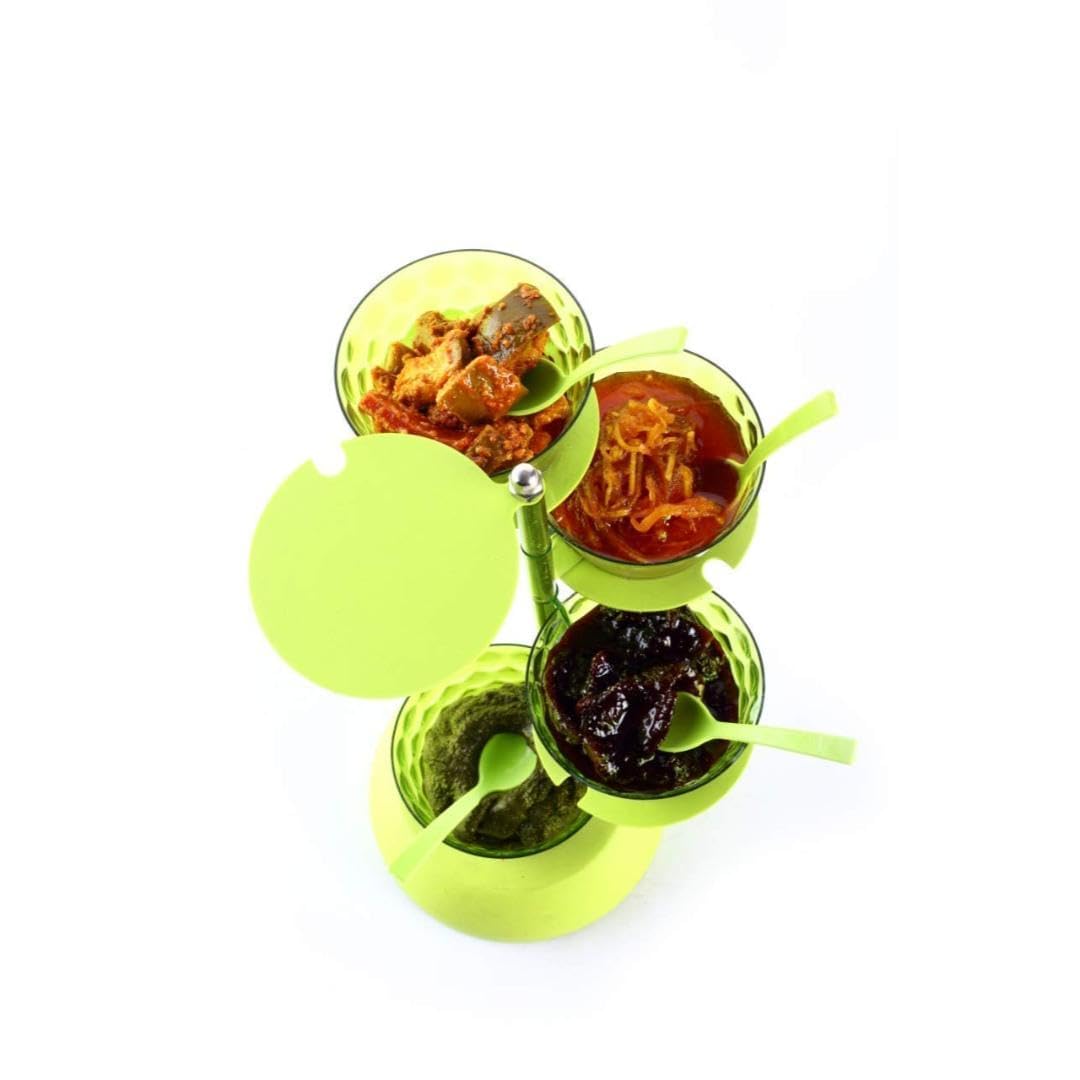 ORGANIZADOR GIRATORIO DE 4 NIVELES PARA ESPECIAS O ALIMENTOS COLOR VERDE 22CM
