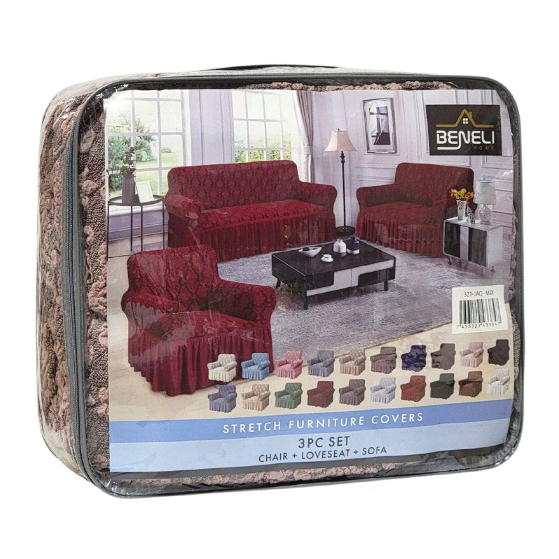 SET DE FORROS ELASTICOS DE MUEBLES, JUEGO DE 3 PIEZAS PARA MUEBLES VARIOS COLORES BENELI HOME