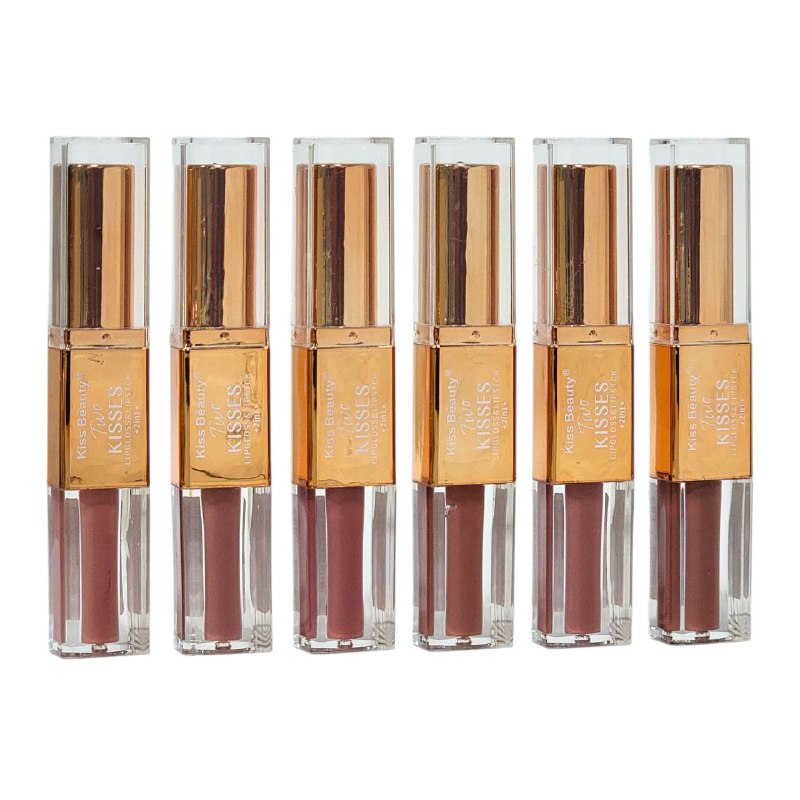 BRILLO LABIAL Y LAPIZ LABIAL VOLUMIZADOR 2 EN 1 KISS BEAUTY 3.2G+2ML (DUPE DE KIKO)