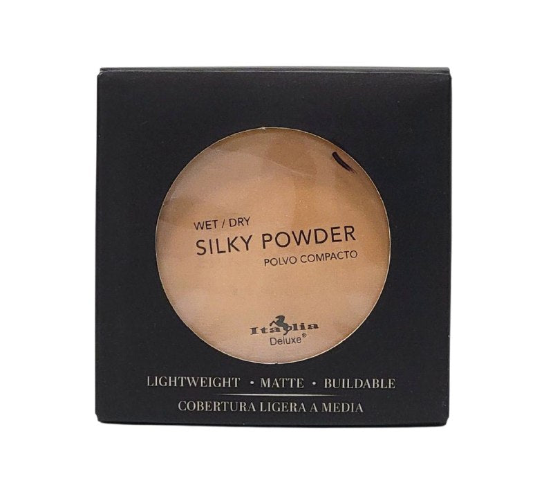 POLVO COMPACTO LIGERO, COBERTURA LIGERA TONO 08 DARK BEIGE ITALIA DELUXE WET/DRY SILKY POWDER 8G