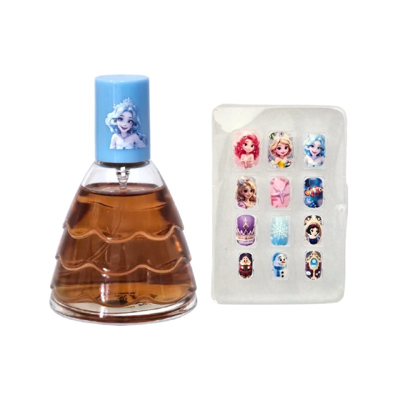 SET PRINCESS FROSTBLOOM EDT 50ML, Y SET DE 12 UÑAS POSTIZAS