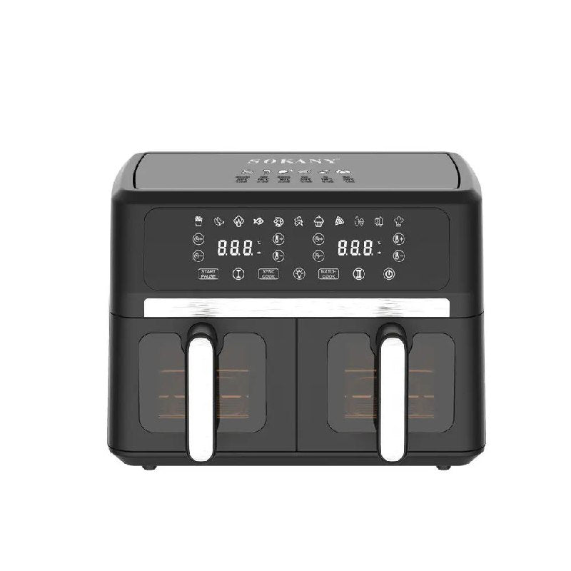 MAQUINA FREIDORA DE AIRE SK-10055 DOBLE COCION, TEMPORIZADOR, 80°C-200°C, 1500W ENERGIA ALTA SONAKY