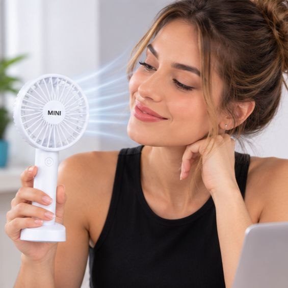 VENTILADOR PORTATIL DE MANO RECARGABLE CON BASE BENELI HOME 10.5X21.6X3.8CM