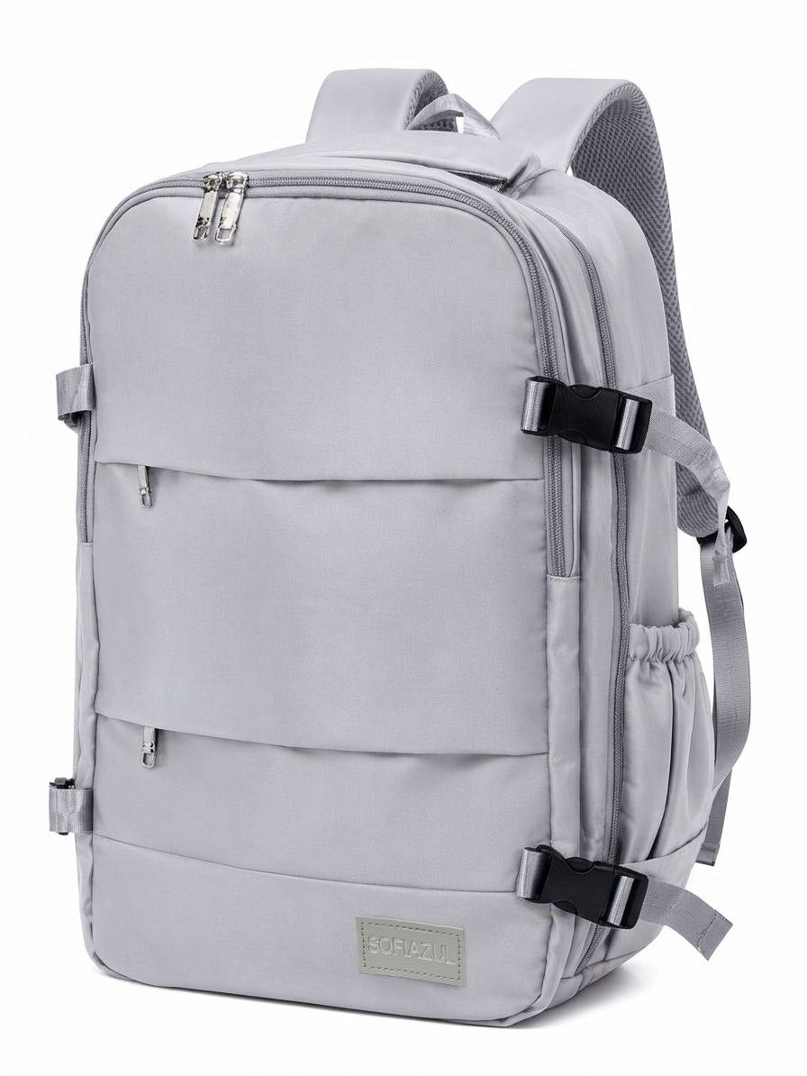MOCHILA DE VIAJE ECONÓMICA MORRAL INTELIGENTE PARA EQUIPAJE DE MANO CON COMPARTIMENTO PARA LAPTOP Y CALZADO SOFIA ZUL 31X35X20 CM / 3 COLORES