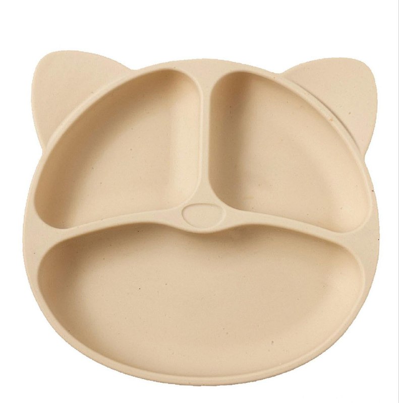 PLATO EN SET INFANTIL DE 4 DIVISIONES DE GATO PARA BEBES NO TOXICO 4 COLORES