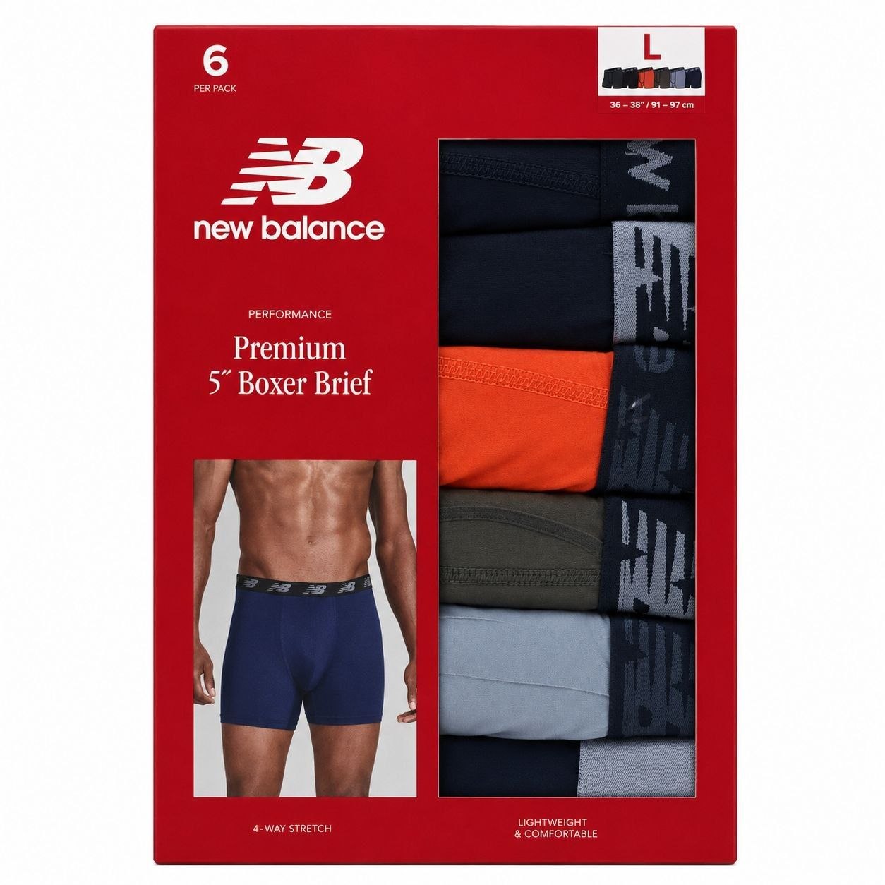 ROPA INTERIOR PARA CABALLERO NEW BALANCE BOXER BRIEF 6 UNIDADES