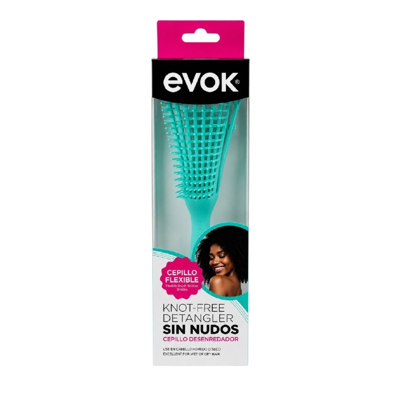 CEPILLO PEINE FLEXIBLE DESENREDANTE PARA PELO HUMEDO O SECO EVOK 3 COLORES