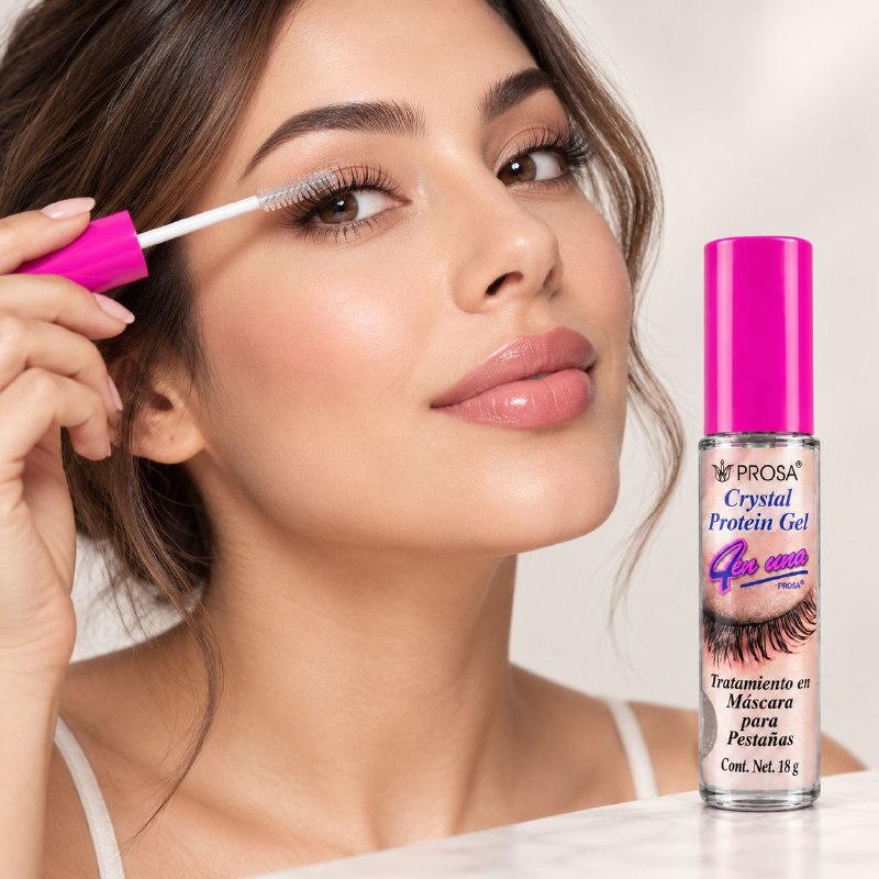 MÁSCARA DE PESTAÑAS 4 EN 1 GEL DE PROTEÍNA CRISTAL TRATAMIENTO PARA PESTAÑAS Y CEJAS PROSA 18G 1 UND