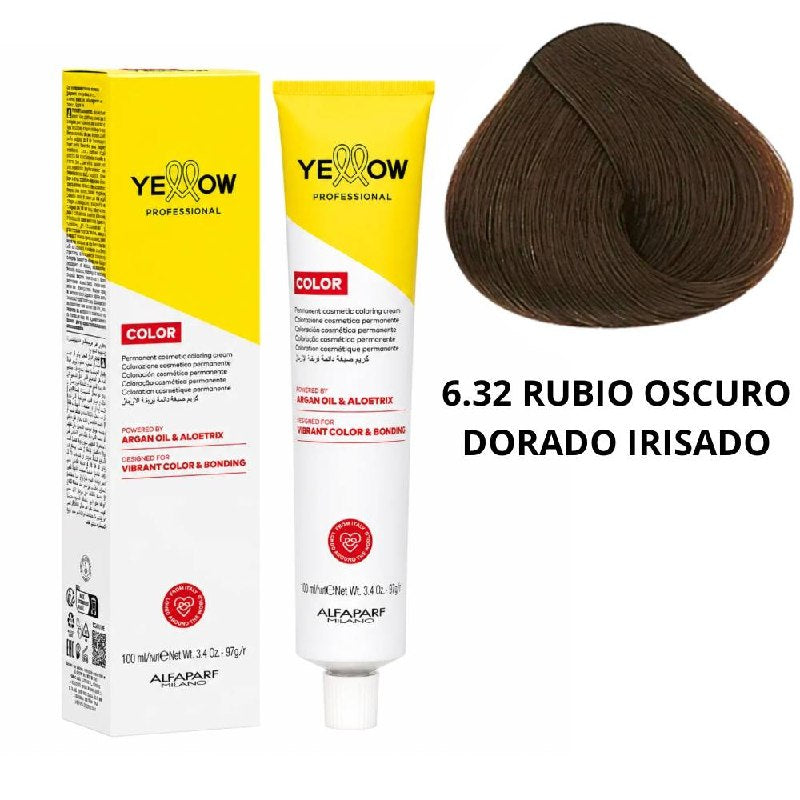 TINTE PERMANENTE PARA EL CABELLO CON ACEITE DE ARGAN Y ALOETRIX TONO 6.32 RUBIO OSCURO DORADO IRISADO ALFAPARF 100ML
