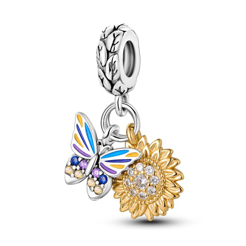 PCHARM4127 FORMA DE MARIPOSA Y GIRASOL PANDORA PLATA 9.25