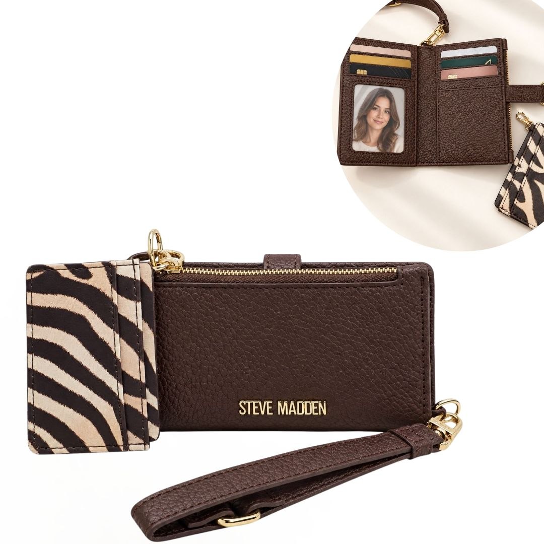 SET DE MONEDERO Y TARJETERO ORIGINAL STEVE MADDEN PARA DAMA