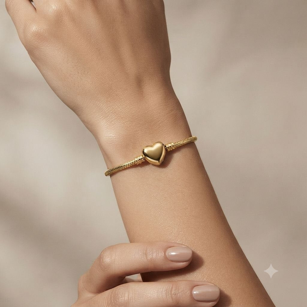 PULSERA DE ENCHAPE PARA DAMA CON DISEÑO DE CORAZON