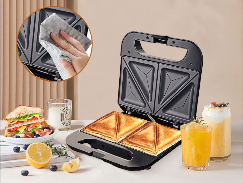 MAQUINA SANWICHERA SK-08056, RECUBRIMIENTO ANTIADHERENTE DE PLASTICO RESISTENTE AL CALOR, INDICADOR DE ENCENDIDO, 750W FUERZA, CALEFACCION DOBLE SOKANY