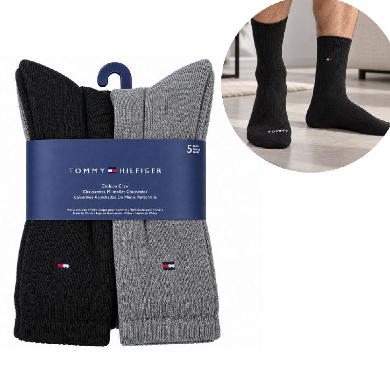 CALCETA MEDIA PANTORRILLA TOMMY HILFIGER PARA HOMBRE 5 PARES TALLA ÚNICA
