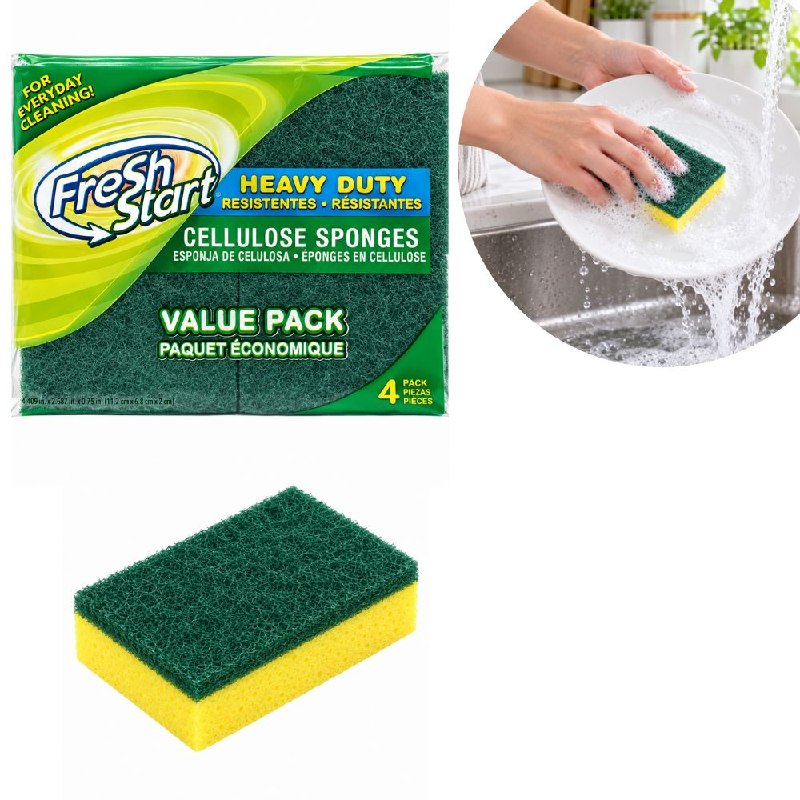 SET DE 4 ESPONJAS ABSORBENTES DE ALTO RENDIMIENTO DE LIMPIEZA PROFUNDA FRESH START 11X6CM
