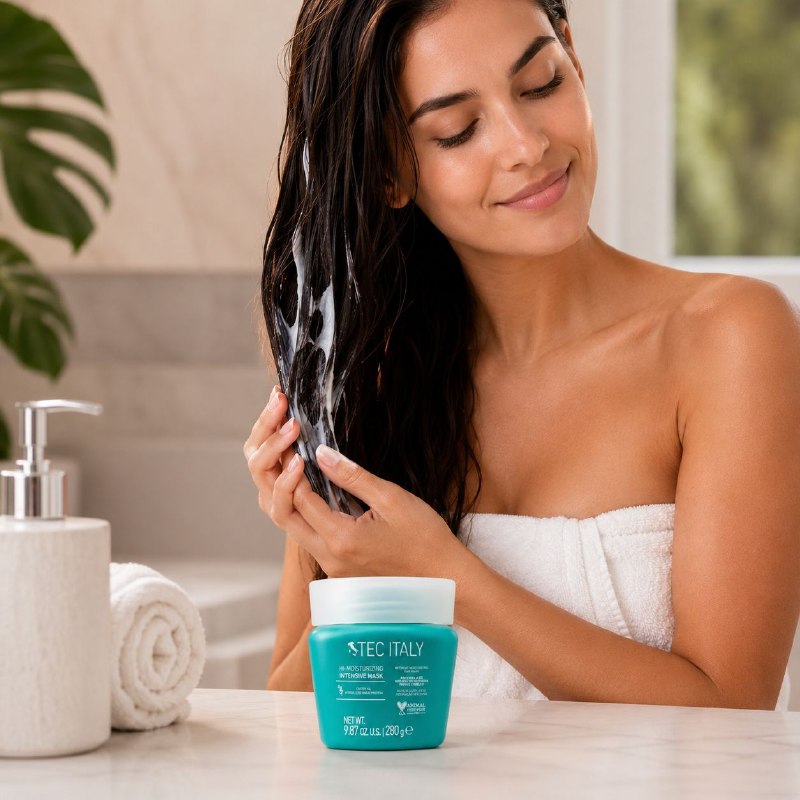 MASCARILLA PARA EL CABELLO HIDRATACION INTENSIVA CON ACEITE DE RICINO Y PROTEINA DE TRIGO HIDROLIZADA TEC ITALY 280G