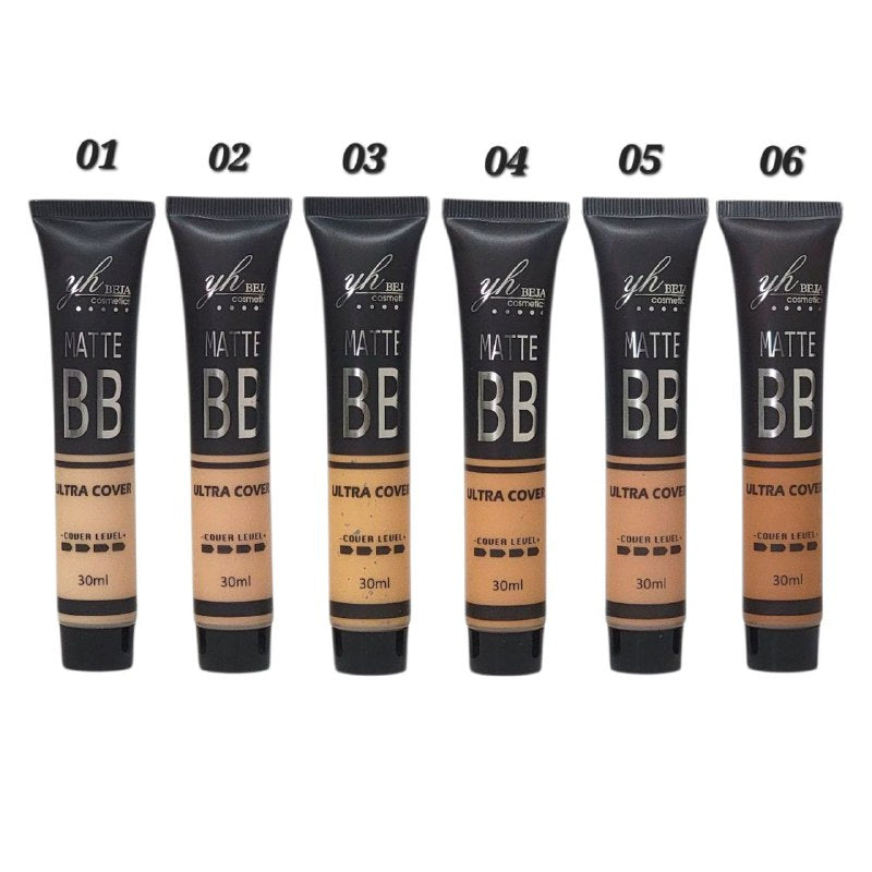 BASE DE MAQUILLAJE LIQUIDA MATTE, 6 TONOS YH BEJA COSMETICS 65ML