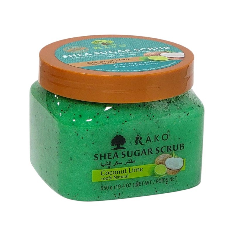EXFOLIANTE CORPORAL REFRESCANTE CON EXTRACTO DE COCO Y LIMON Y MANTECA DE KARITE RAKO 550G