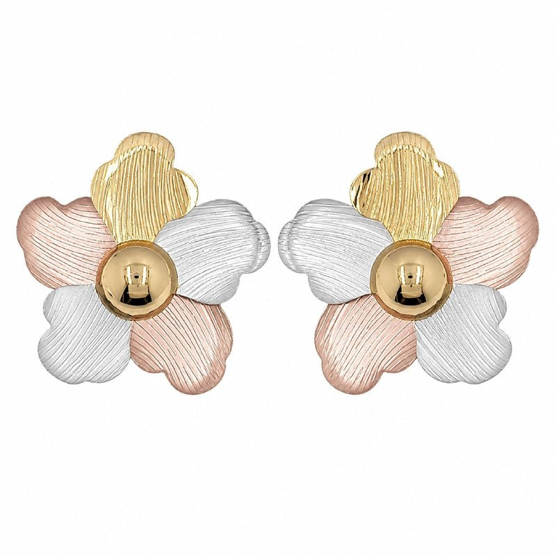 ARITOS DE ENCHAPE PARA DAMA CON DISEÑO DE FLOR 4CM