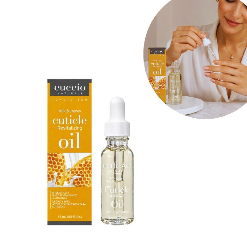 ACEITE PARA CUTICULAS REVITALIZADOR CON AROMA A MIEL Y LECHE CUCCIO 15ML