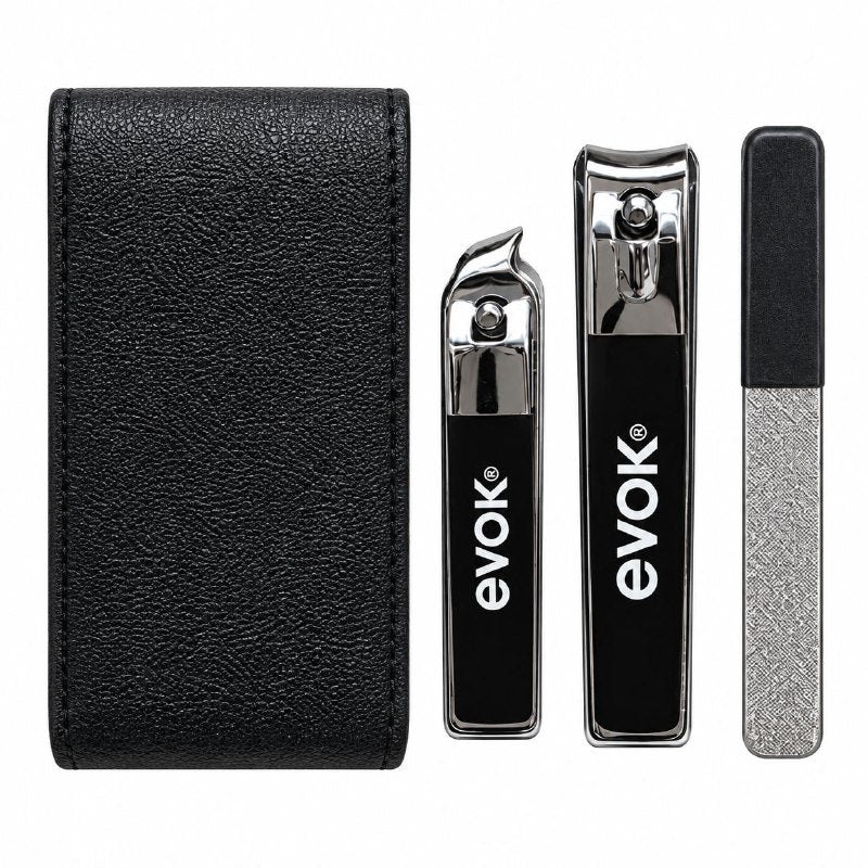 SET DE CUIDADO DE UÑAS PARA MANOS Y PIES CON ESTUCHE PARA HOMBRES EVOK 4PCS