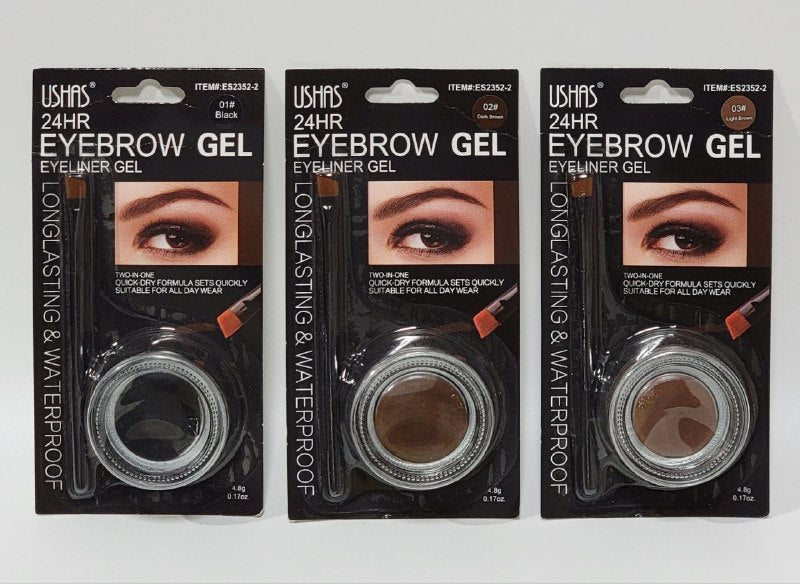 GEL PARA CEJAS Y DELINEADOR DE OJOS 2 EN 1 DE LARGA DURACION USHAS 4.8G