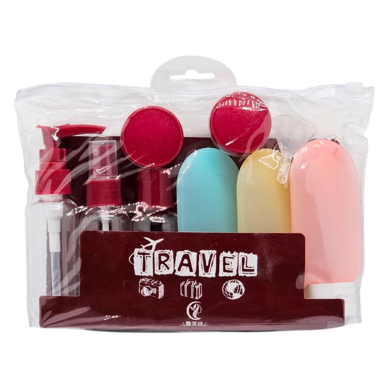 SET PARA VIAJAR VACIAS, EFICIENCIA DE ALMACENAMIENTO COMODO DE 7 PIEZAS, PARA LIQUIDOS Y CREMAS PARA VIAJES TRAVEL
