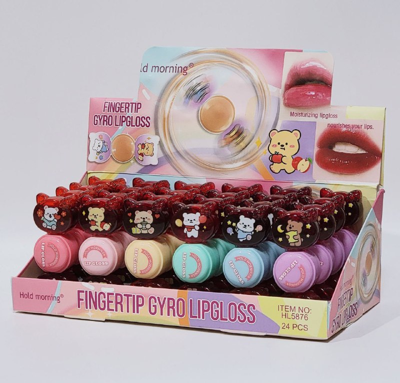 BRILLO LABIAL 3 EN 1 SPINNER Y 2 TINTAS LABIALES, 6 COLORES HOLD MORNING FIGERTIP GYRO LIP GLOSS