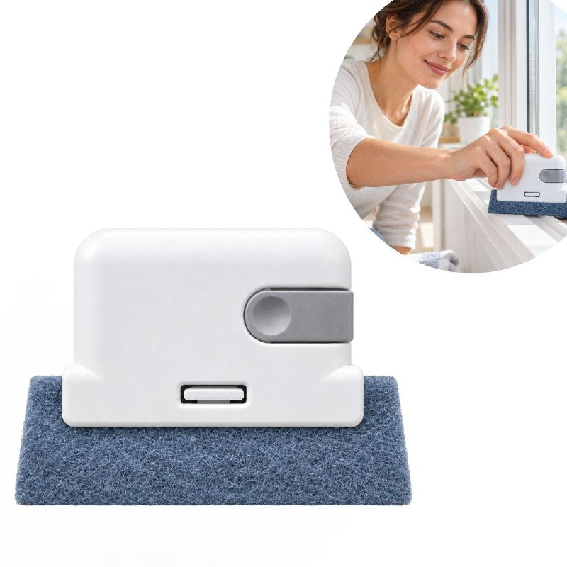 ESPONJA LIMPIADORA DE RIELES Y RANURAS DE VENTANAS CON MANGO ERGONOMICO 9X12CM