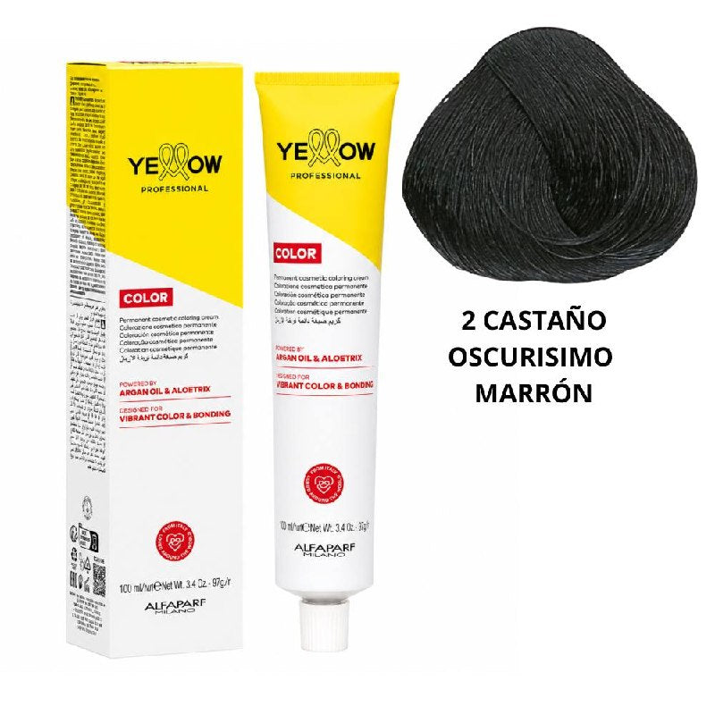 TINTE PERMANENTE PARA EL CABELLO CON ACEITE DE ARGAN Y ALOETRIX TONO 2 CASTAÑO OSCURISIMO MARRON ALFAPARF 100ML