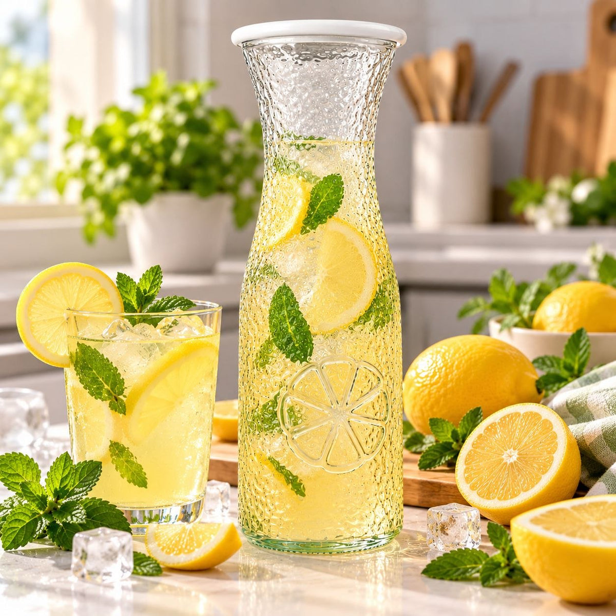 JARRA DE VIDRIO CON DISEÑO DE FRUTA SPLASH 1000ML