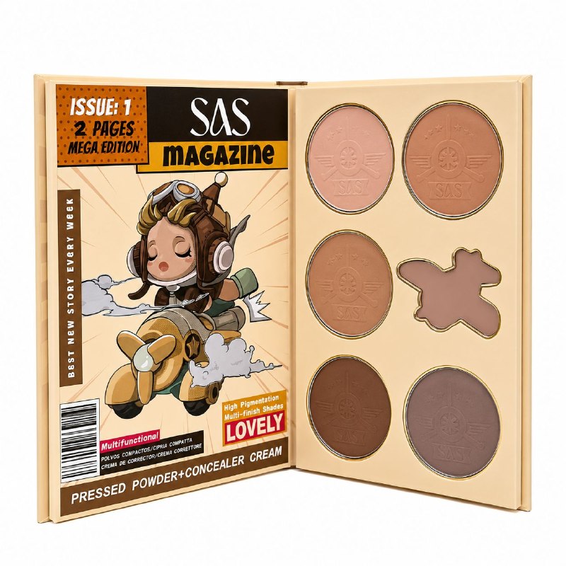 PALETA DE MAQUILLAJE MULTIFUNCIONAL ESTILO LIBRO CON ESPEJO INTEGRADO SAS