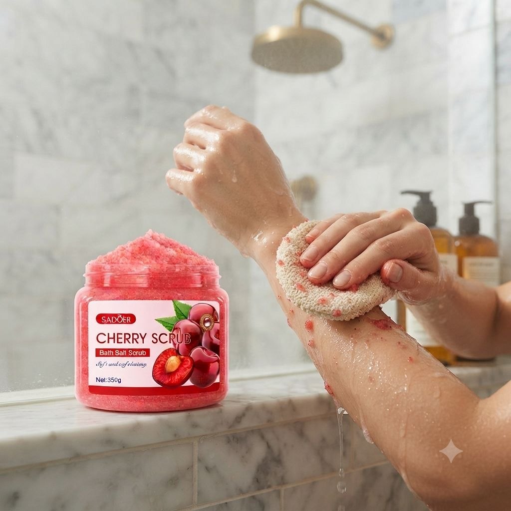 EXFOLIANTE CORPORAL DE SAL DE BAÑO CON EXTRACTO DE CEREZA SADOER CHERRY BATH SALT SCRUB 350 G / 12.35 OZ